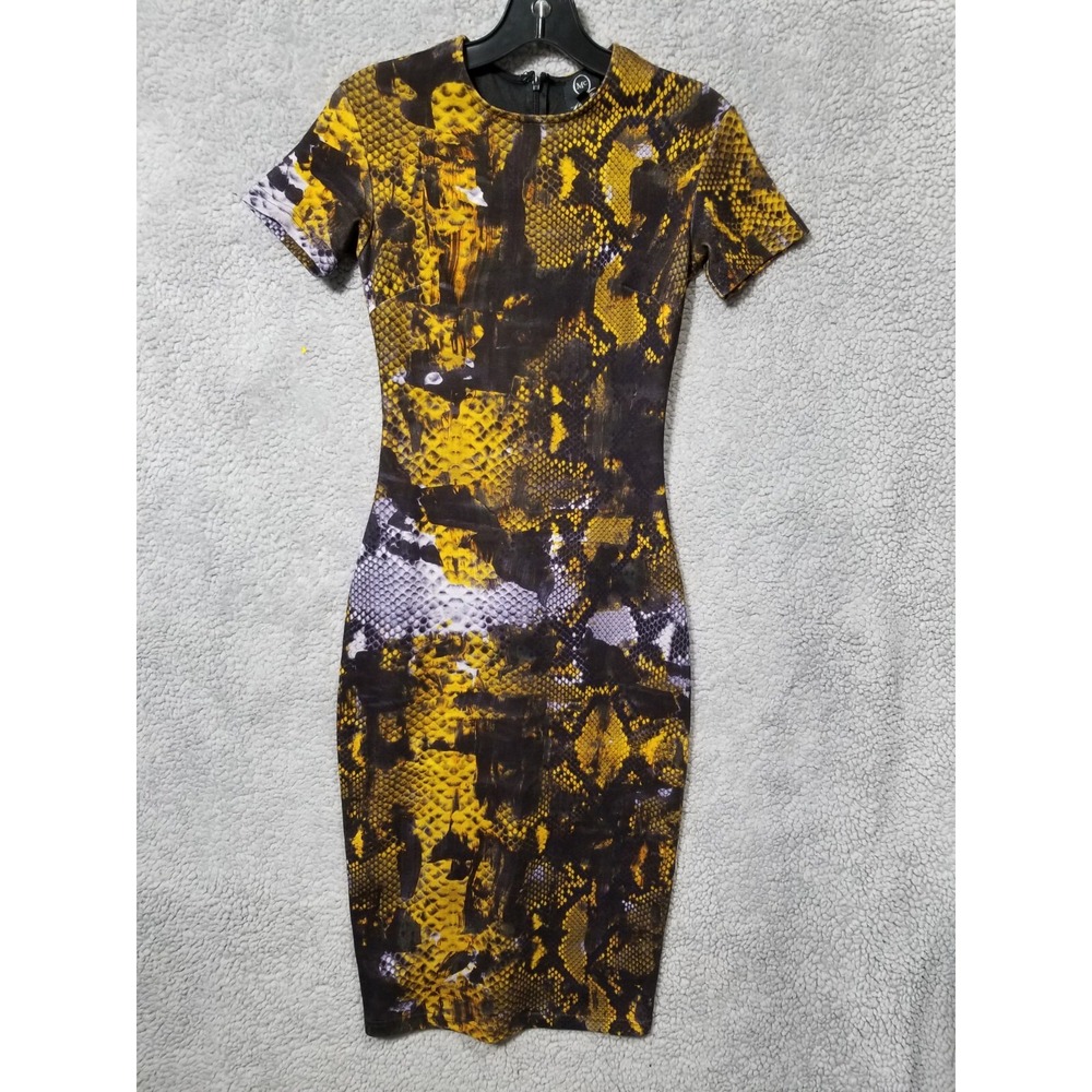 MCQ Alexander McQueen‎ black , Snake Print Bodycon Midi Dress Size XS